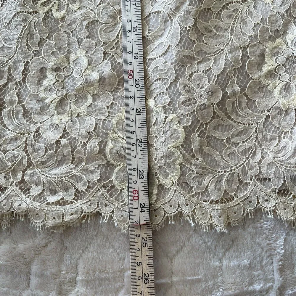 Dana Buchman Lace Midi‎ Skirt Beige Sz 2 Small Coquette Cottagecore